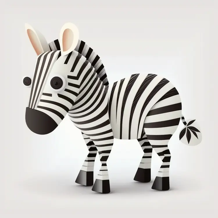 Cute Cartoon Zebra with Black and White Stripes