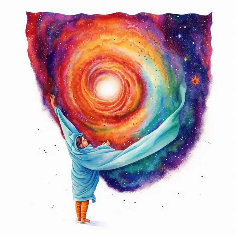 Person Unveiling a Colorful Vortex