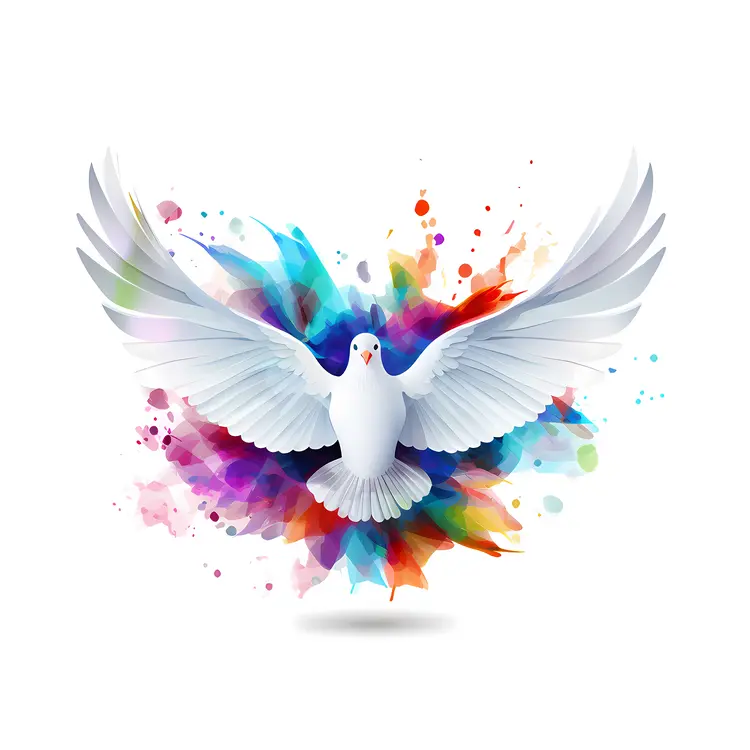 White Dove with Colorful Background
