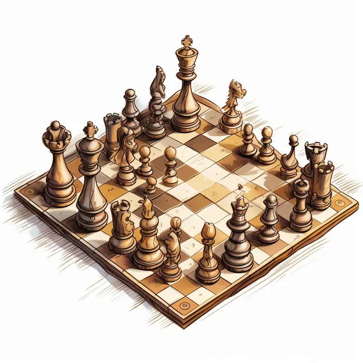 Artistic Chessboard with Pieces