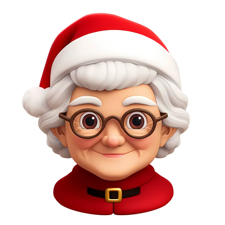 Smiling Elderly Woman with Santa Hat and Glasses