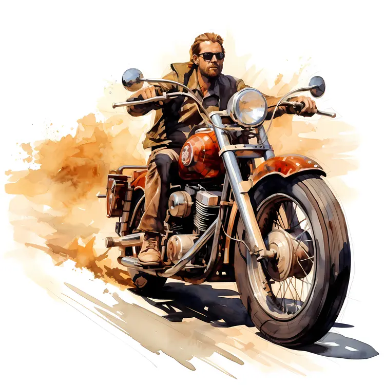 Motorcycle with Rider in Sunglasses