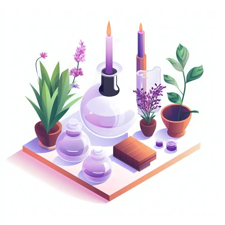 Candles and Plants with Bottles