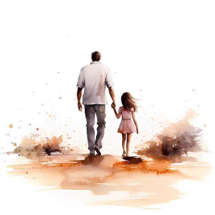 Father and Daughter Watercolor Illustration
