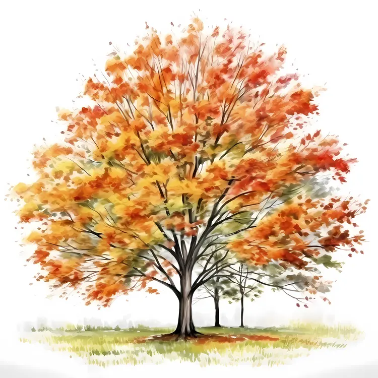 Beautiful Autumn Tree with Colorful Leaves