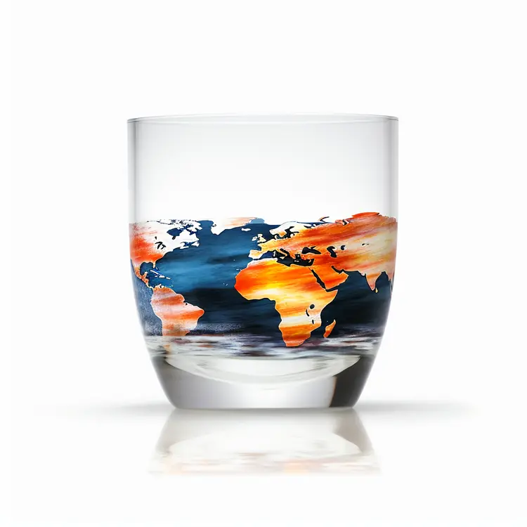 Artistic World Map Glass for Beverages