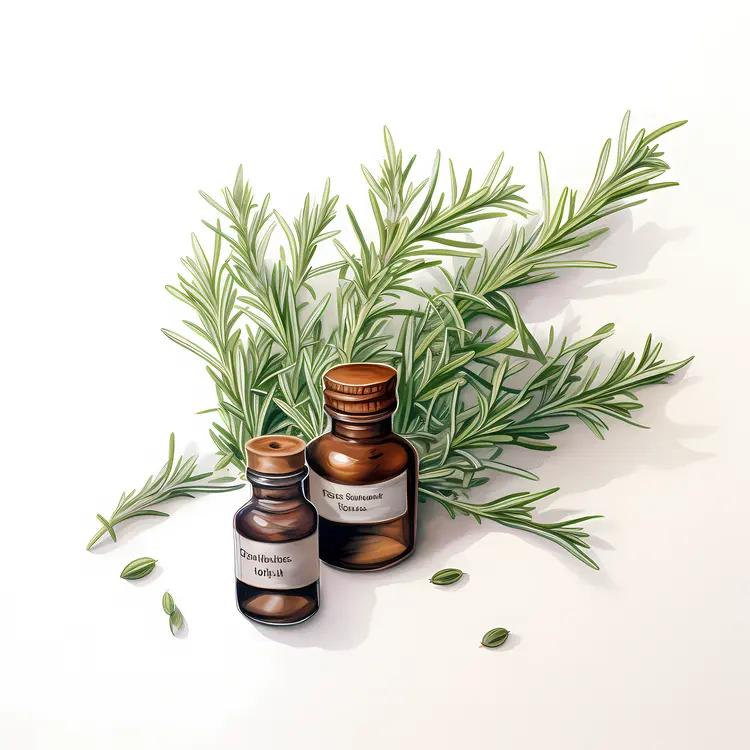 Brown Bottles with Fresh Rosemary