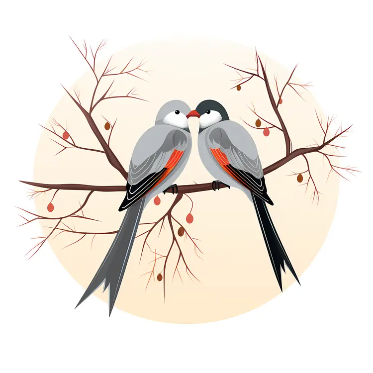 Pair of Birds on a Branch for Valentine's Day