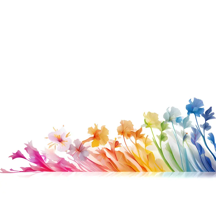 Rainbow Watercolor Flowers in Artistic Design