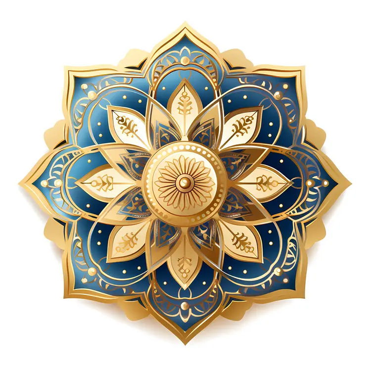 Golden and Blue Intricate Mandala Design