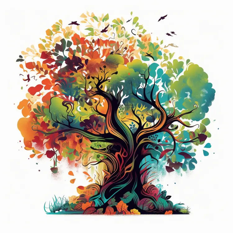 Colorful Tree with Vibrant Leaves