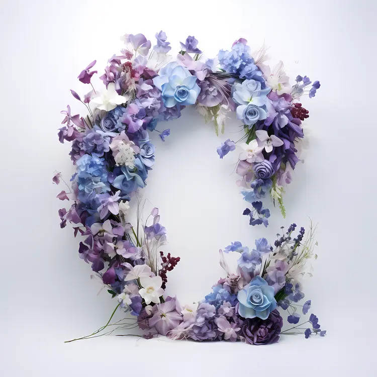 Beautiful Floral Wreath with Purple and Blue Flowers