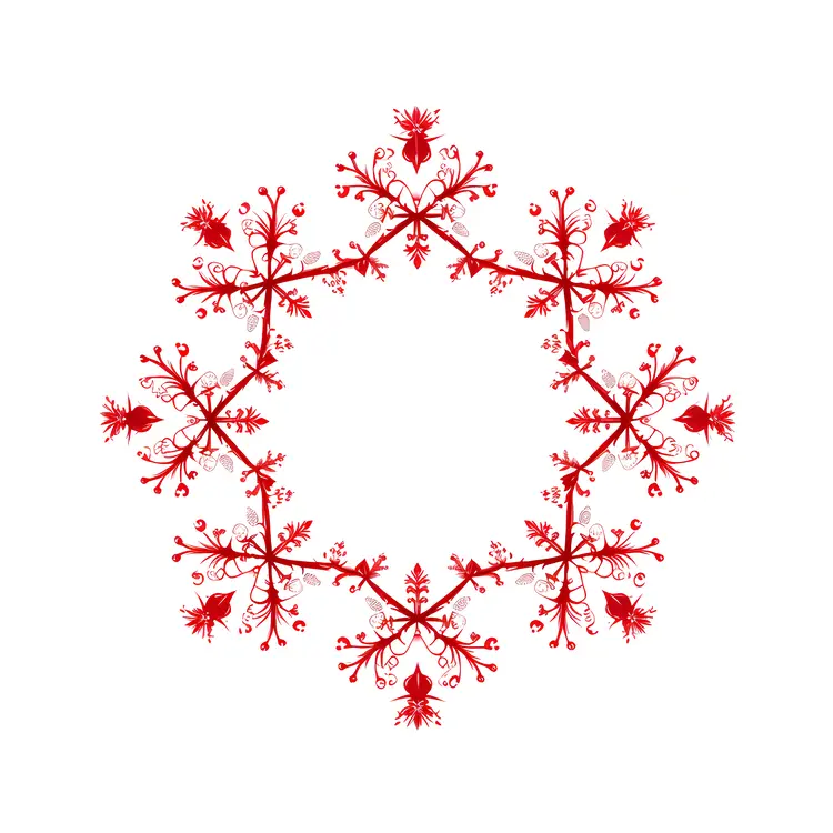 Red Floral Circle Frame for Holiday Decoration