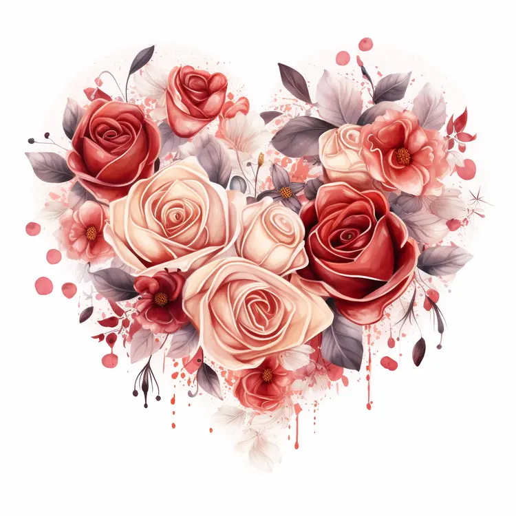 Heart-shaped Floral Arrangement with Red and White Roses