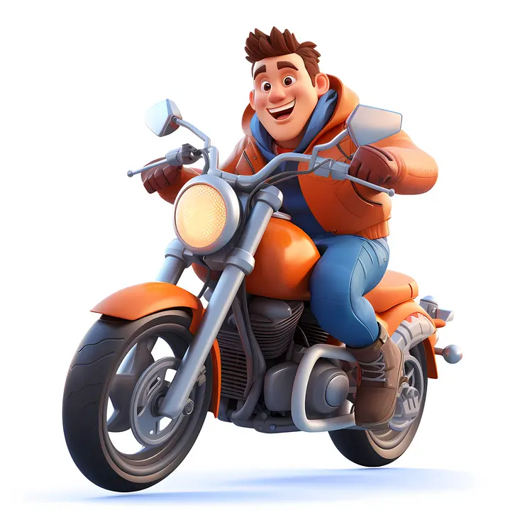 Man Riding Motorcycle in Orange Jacket