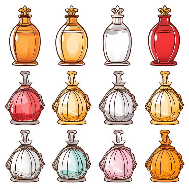Colorful Perfume Bottles Collection