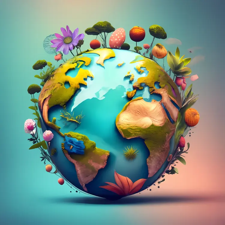 Earth with Nature Elements