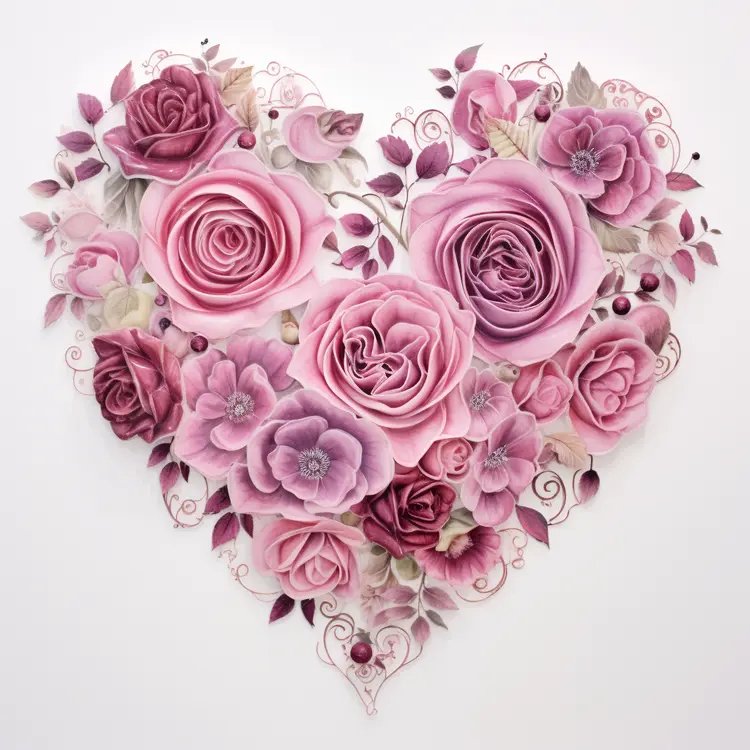 Heart Shaped Arrangement of Pink Roses