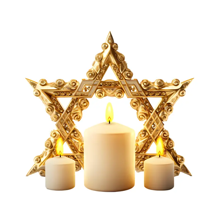 Golden Star with Candles for Holiday Decoration