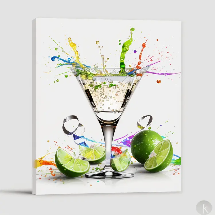 Colorful Splashing Cocktail with Limes