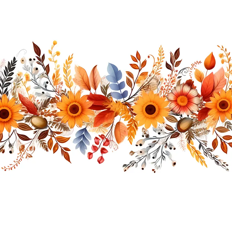 Autumn Floral Arrangement with Leaves and Flowers