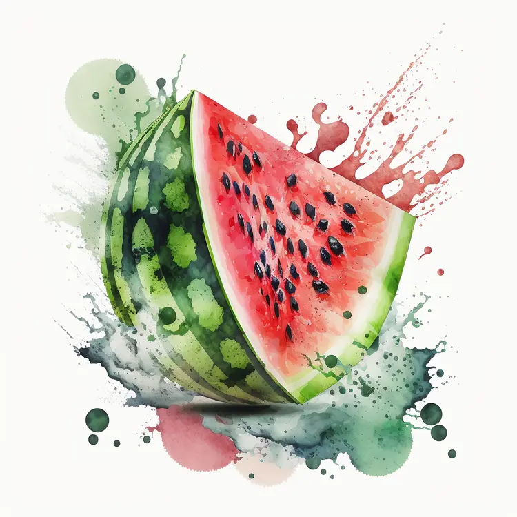 Juicy Watermelon Slice with Splash Effect