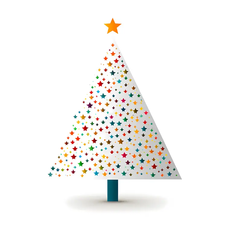 White Starry Christmas Tree with Yellow Star Topper