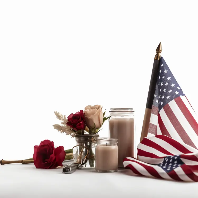 Patriotic Floral Arrangement with American Flag