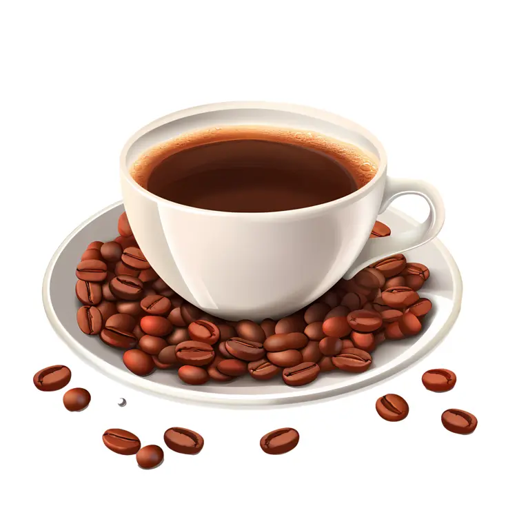 White Coffee Cup with Coffee Beans on Saucer