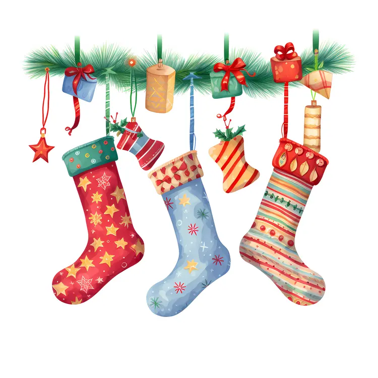 Hanging Christmas Stockings with Stars