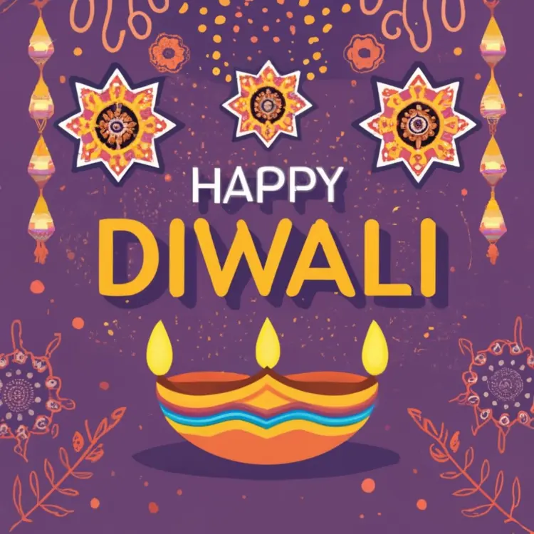 Happy Diwali with Decorative Diyas