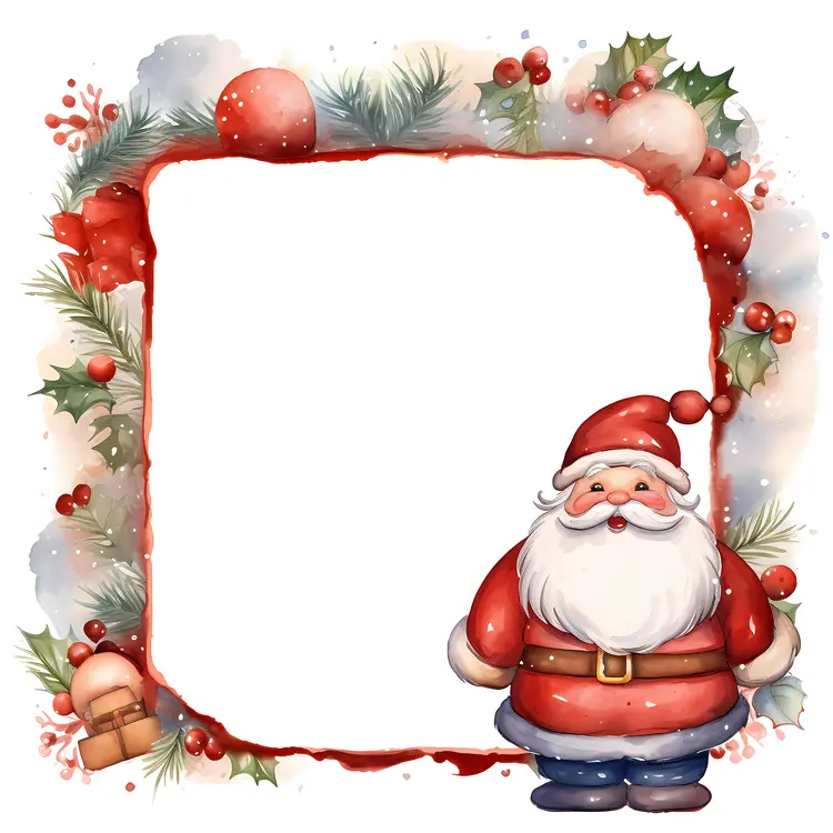 Santa Claus with Holly and Berries