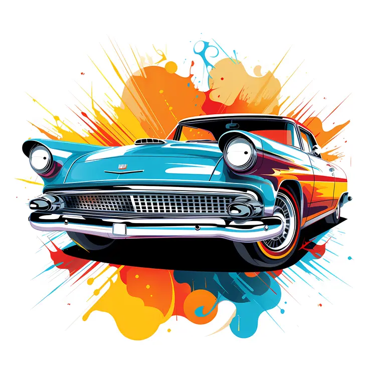 Vibrant Retro Classic Car Illustration