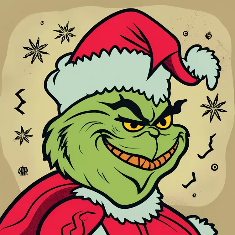 Grinch in Santa Hat with Evil Smile