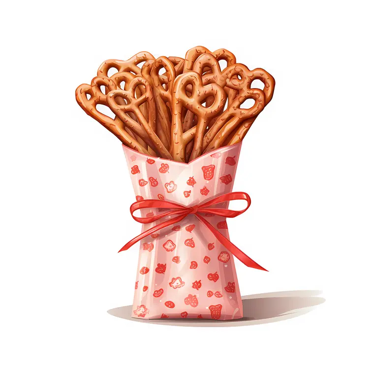 Pretzels in Cute Heart Gift Bag
