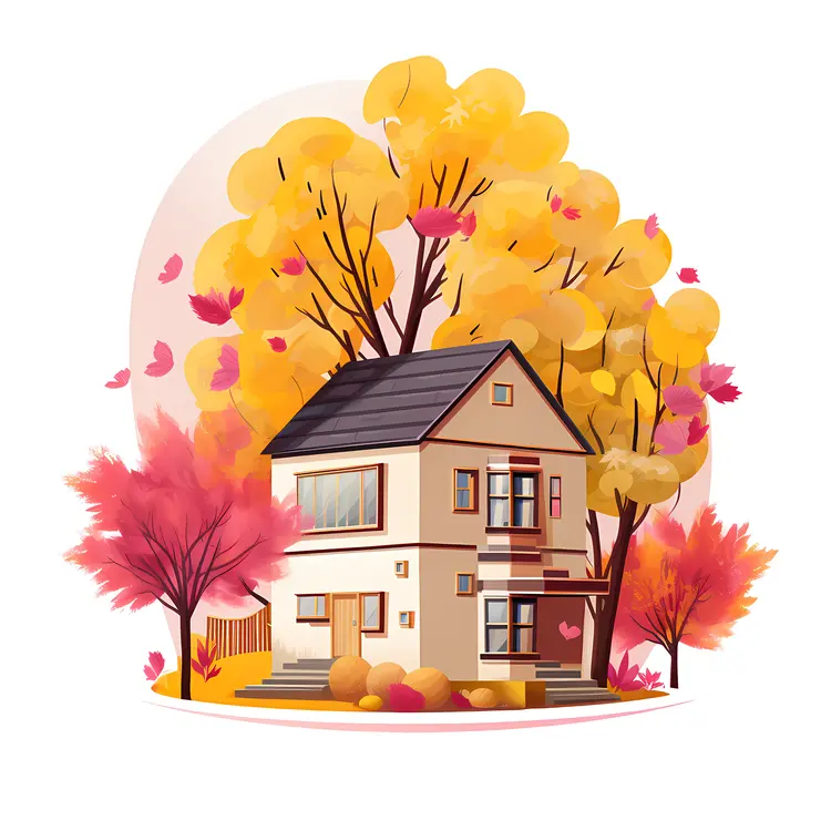 Small Cute House in Autumn