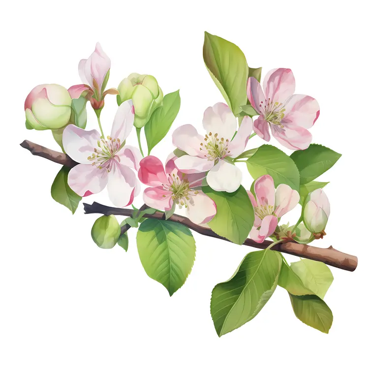 Beautiful Pink and White Blossoms with Green Leaves