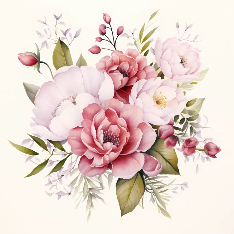 Delicate Flower Bouquet with Pink and White Flowers