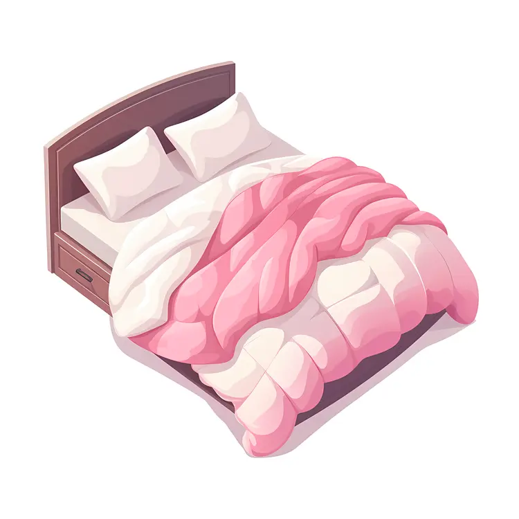 Cozy Bed with Pink Blanket