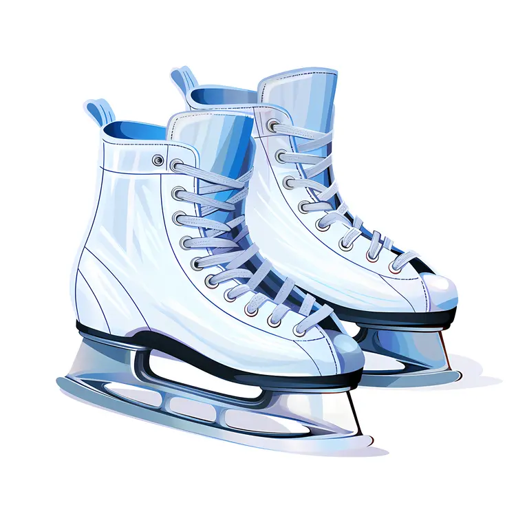 Pair of White Ice Skates for Winter Sports