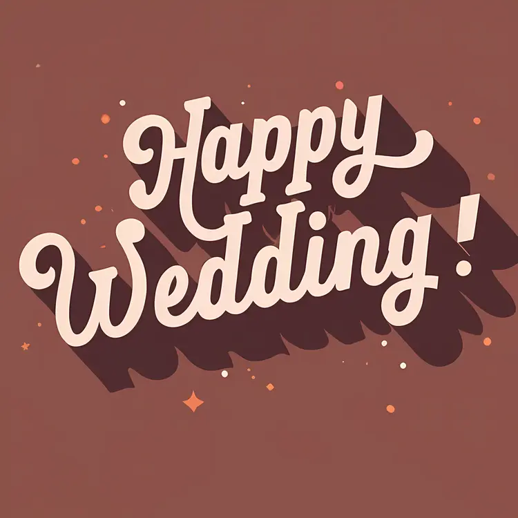 Happy Wedding Text with Confetti