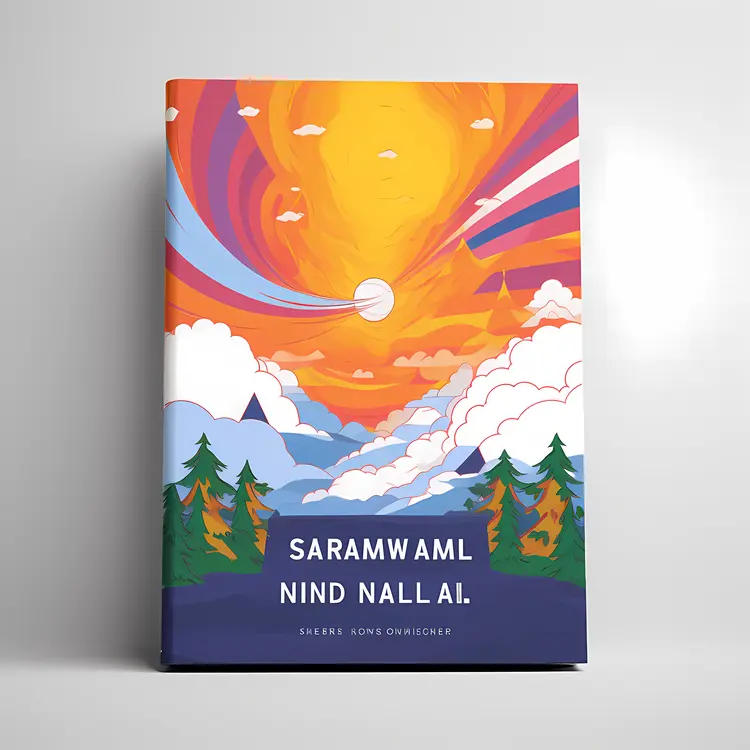Colorful Illustrated Book Cover with Landscape Scene