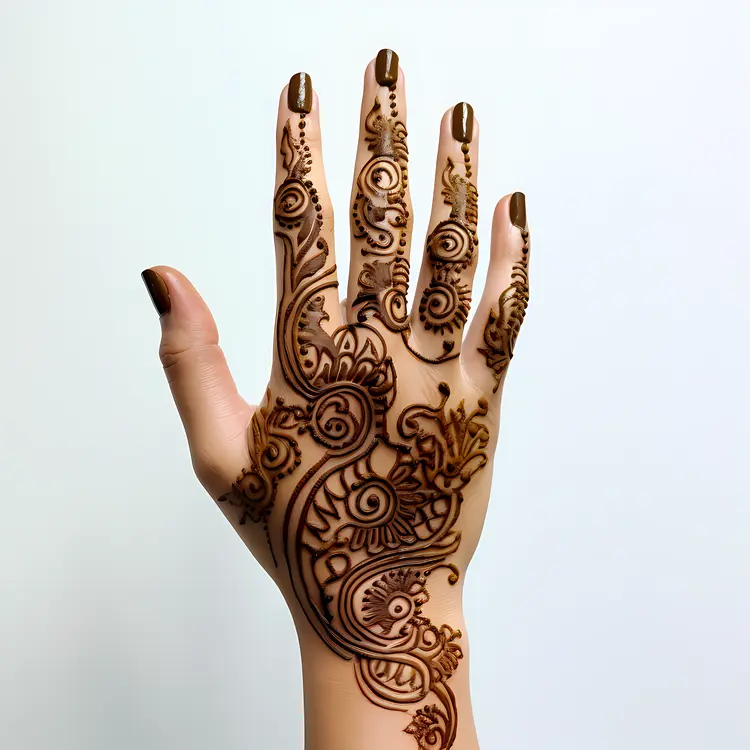 Intricate Henna Design on Hand