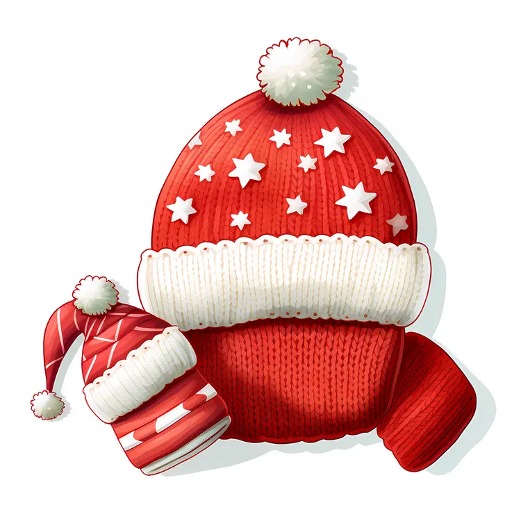 Red and White Star Knitted Hat