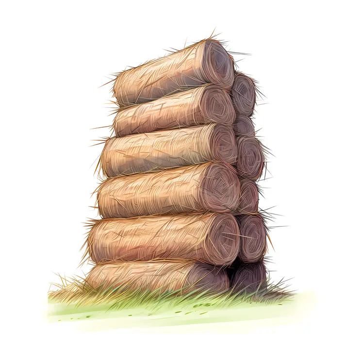 Stack of Hay Bales on Grass