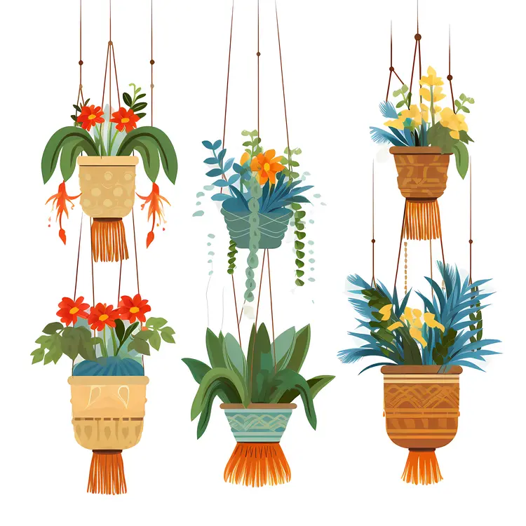 Beautiful Hanging Plants in Decorative Pots