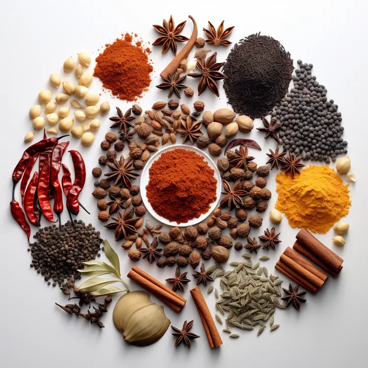 Spices and Herbs in a Circular Arrangement