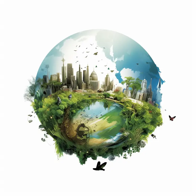 Beautiful Earth with Urban and Natural Landscape