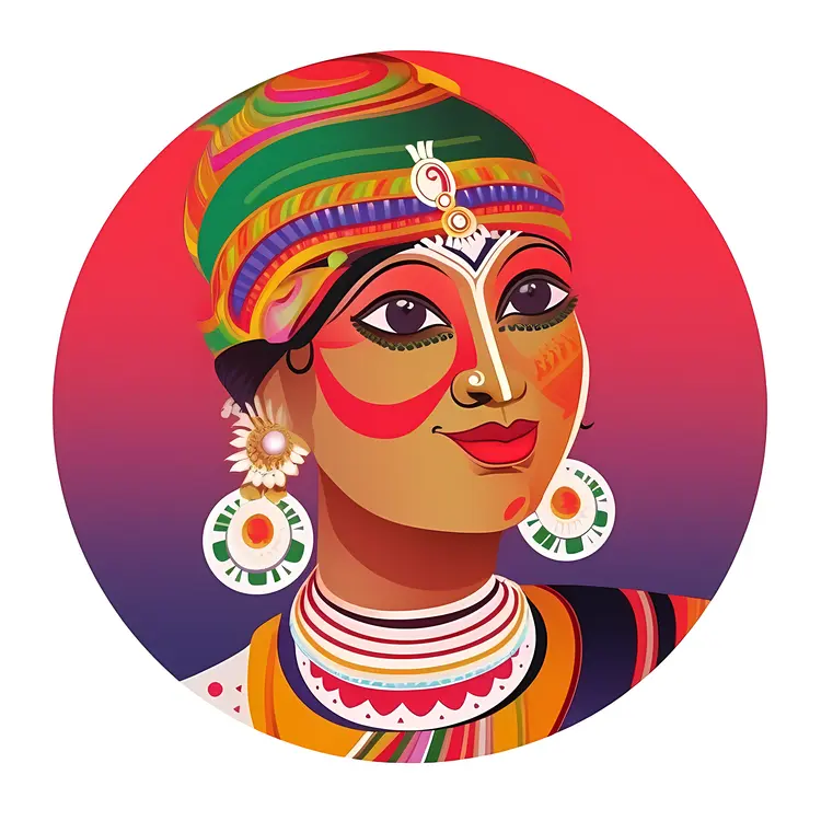 Colorful Traditional Woman Illustration for Cultural Festivals