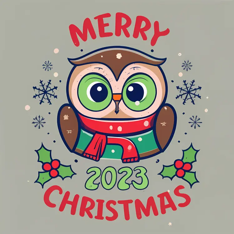 Cute Owl with Scarf for Christmas 2023